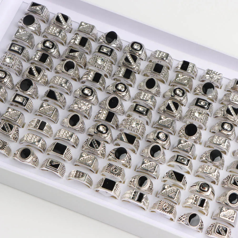 Bagues strass en gros - Lot de 10 à 50 pièces style rétro punk