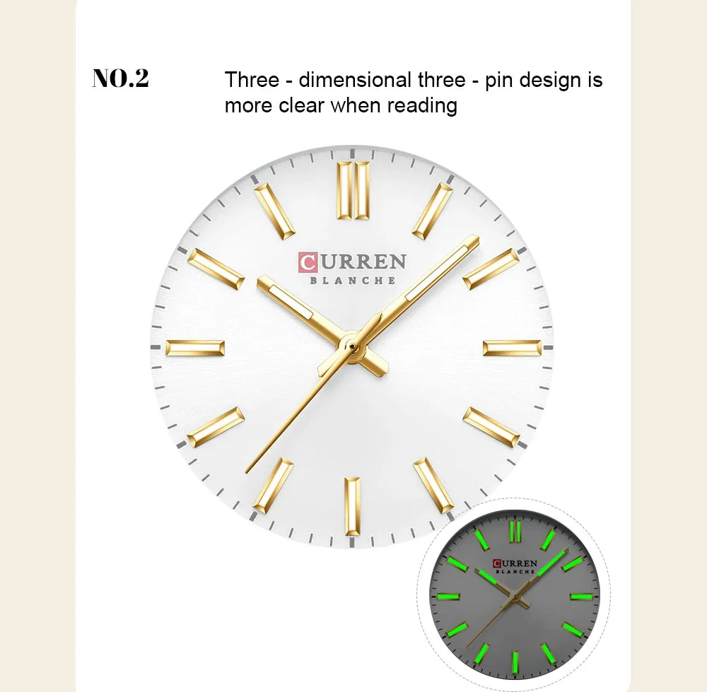 Montre femme CURREN - Montre à quartz à cadran rond en acier inoxydable