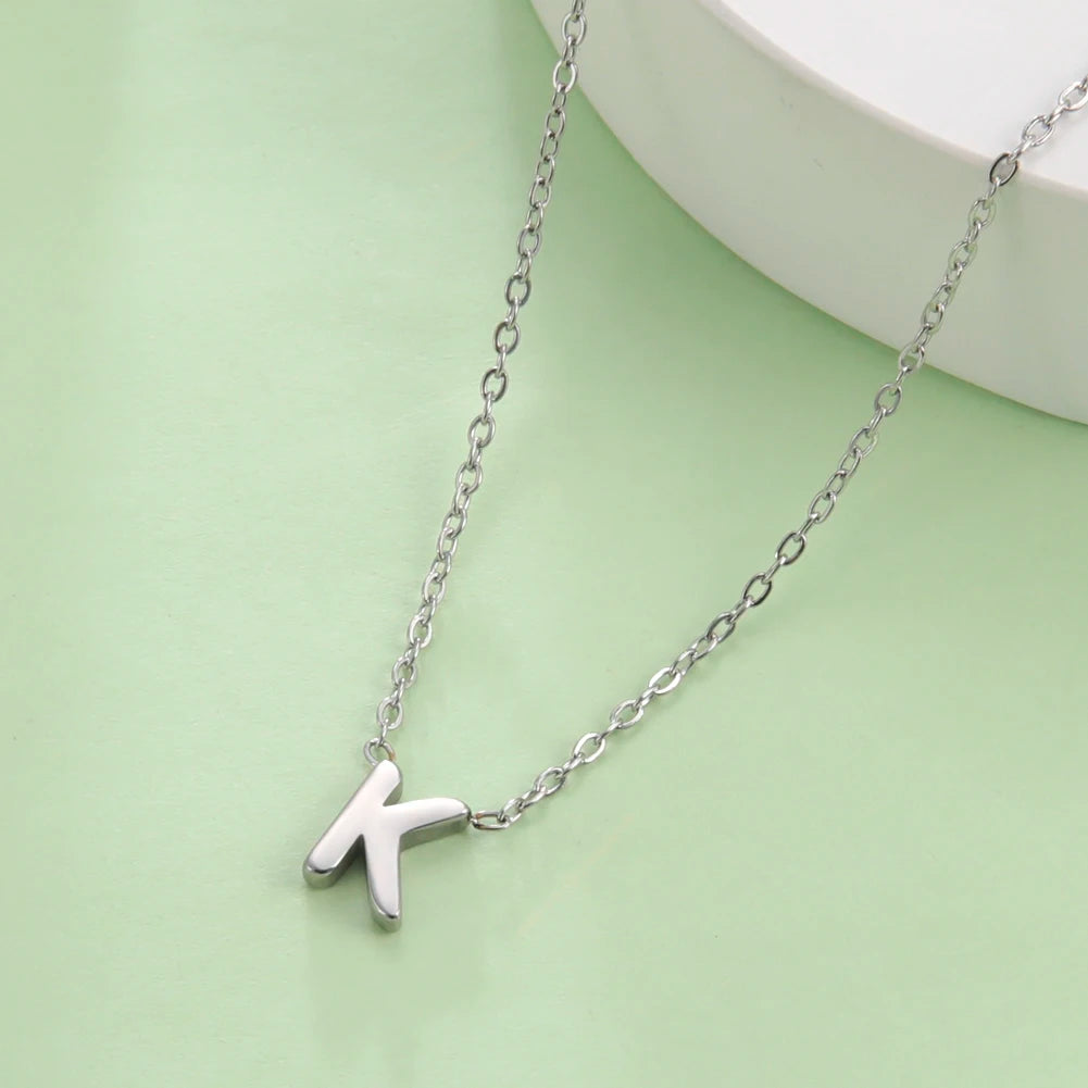Collier ras du cou minimaliste en acier inoxydable avec initiale AZ - Lettre AZ