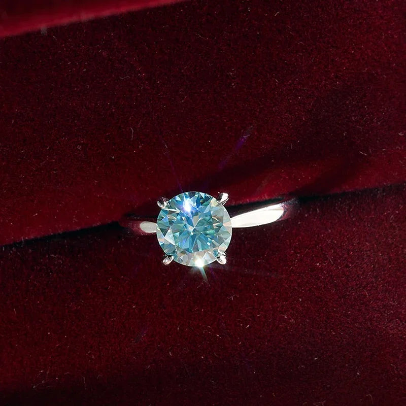 Colorful Moissanite Ring - 2ct 925 Silver with GRA Certificate