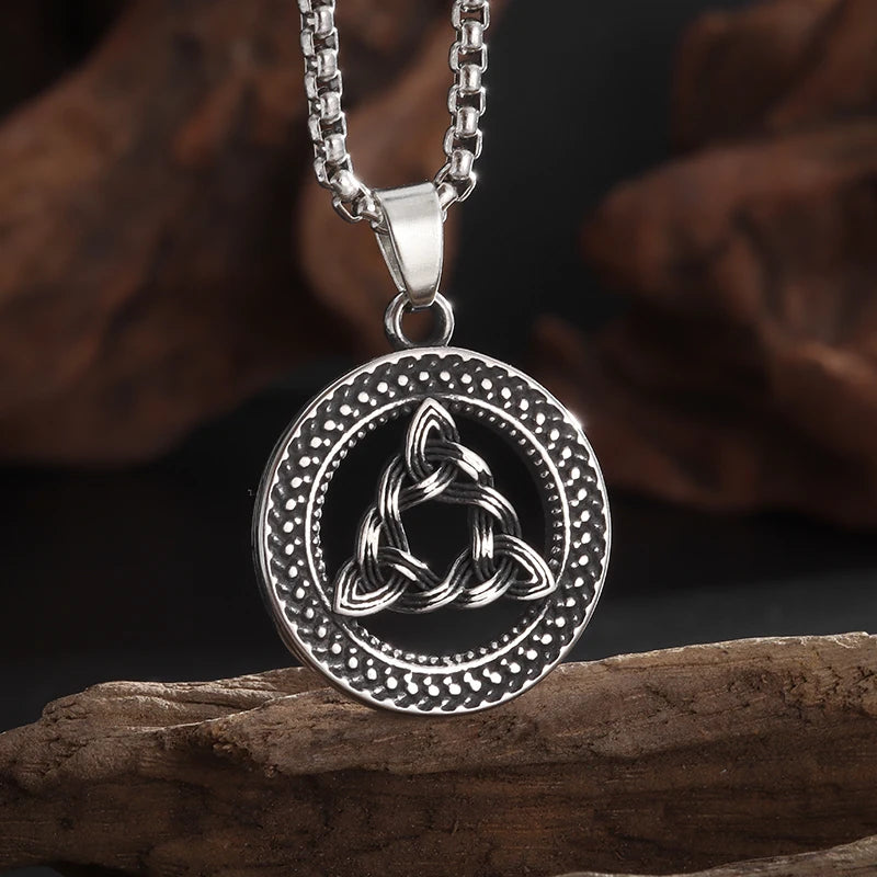 Celtic Trinity Knot Necklace - Irish Red Zircon Stainless Steel Pendant