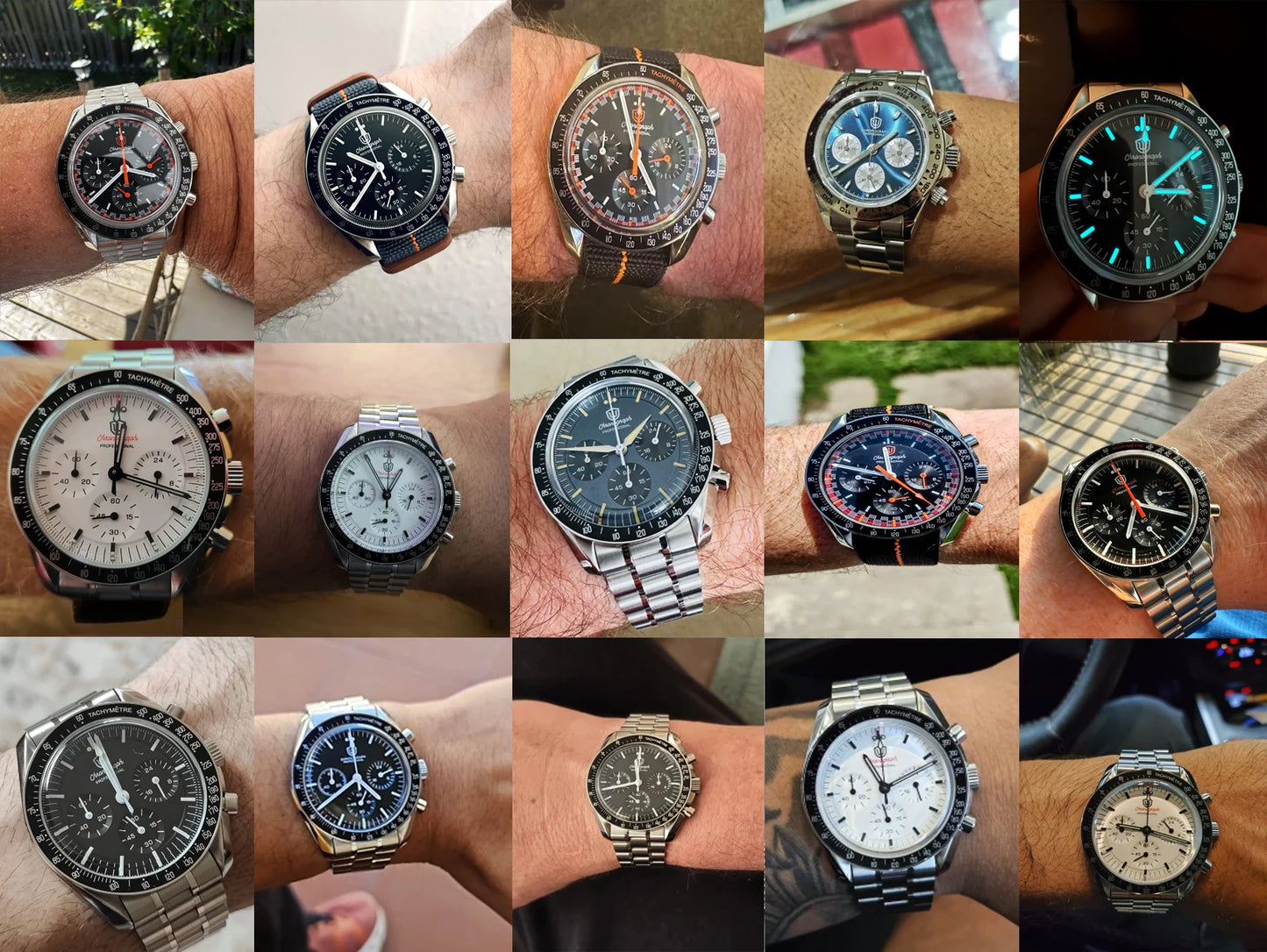 Montre Watchdives WD1863 à quartz, mouvement chronographe VK63, verre saphir bombé, étanche à 10 bar, luminescente, 39 mm, style vintage