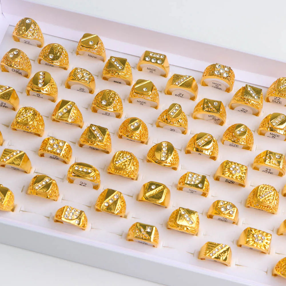 Bagues strass en gros - Lot de 10 à 50 pièces style rétro punk