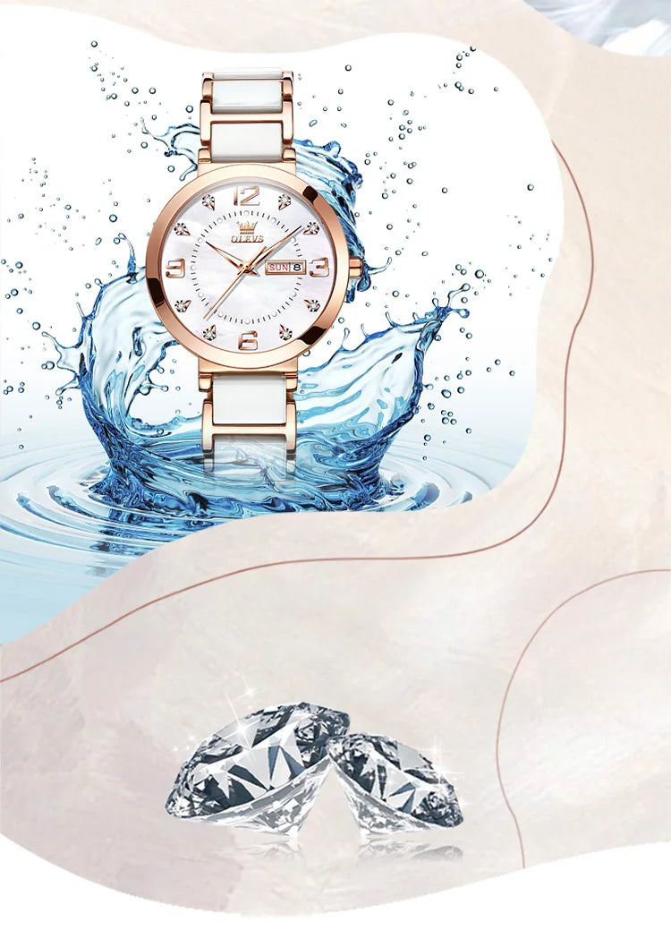 ساعة OLEVS النسائية - ساعة كوارتز فاخرة مقاومة للماء