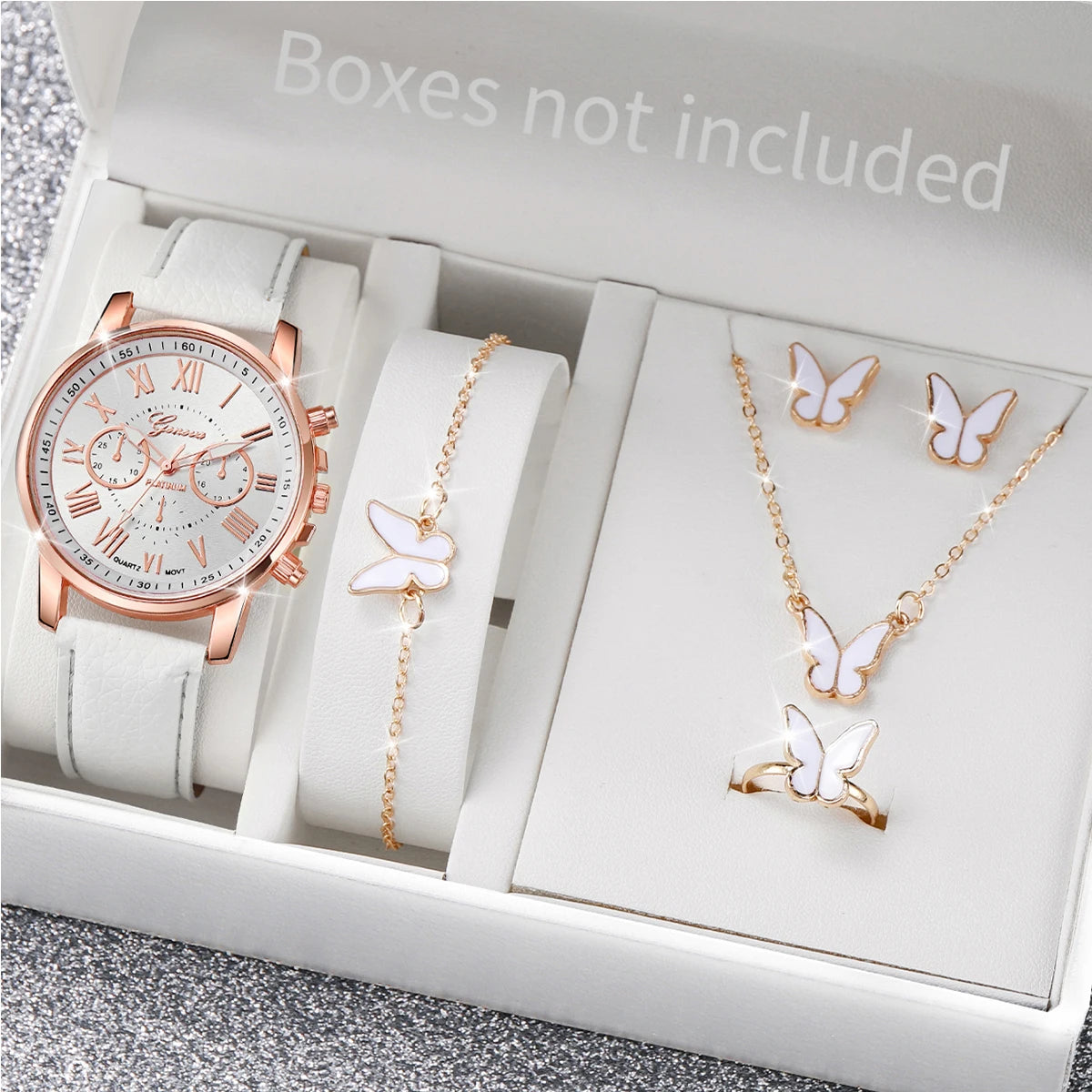 Women's Watch Set - 5/6pcs Heart Rhinestone Leather Band Watches