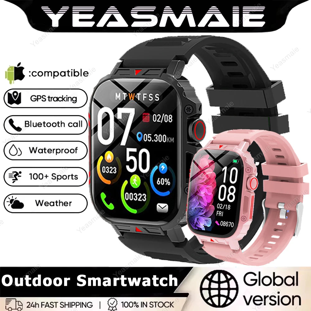Military Smart Watch 2025 - Health Monitor Bluetooth Call IP68 Waterproof Fitness