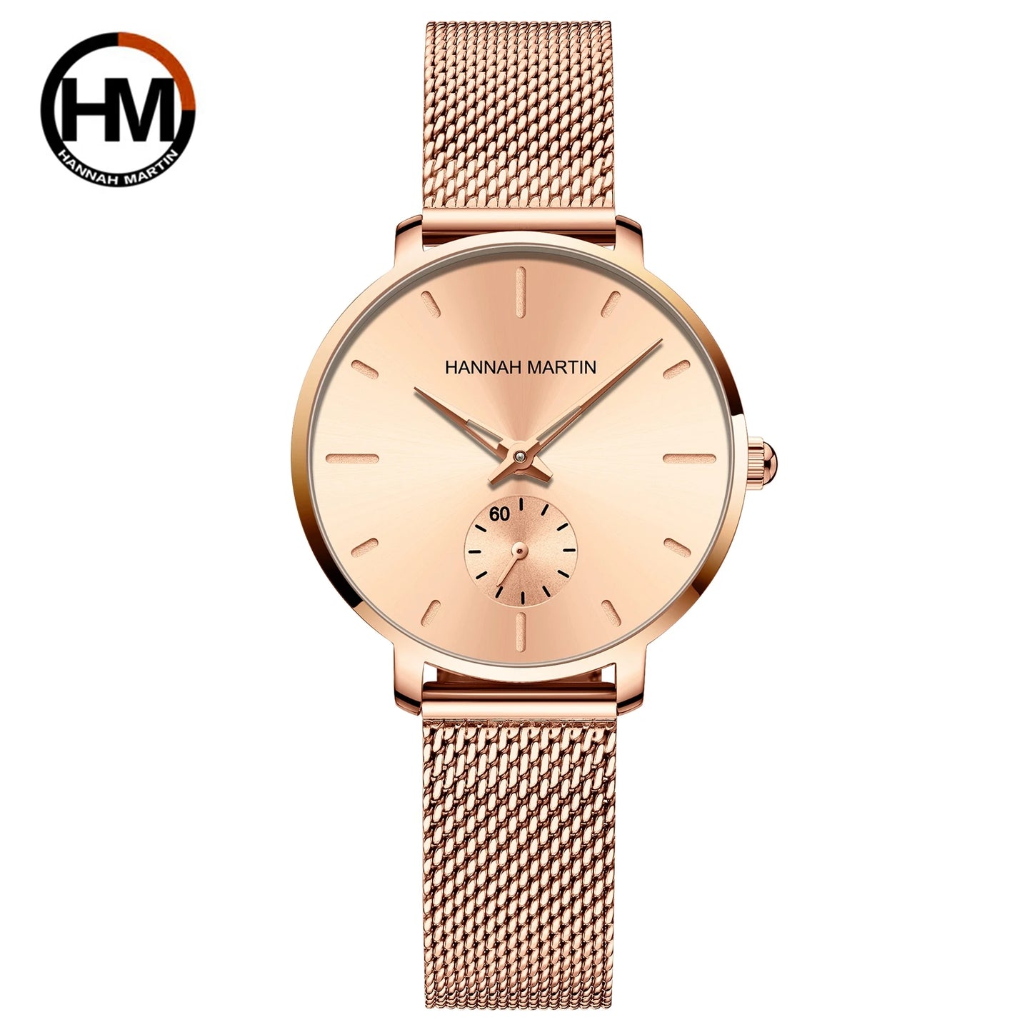 Montre femme Hannah Martin 2025 - Montre habillée en acier inoxydable et maille