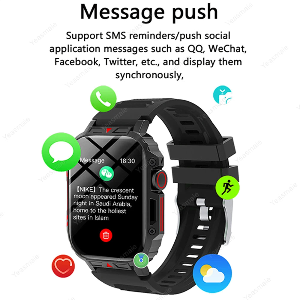 Military Smart Watch 2025 - Health Monitor Bluetooth Call IP68 Waterproof Fitness