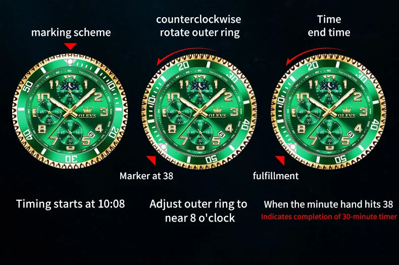 ساعات OLEVS 2926 للرجال ماركة أزياء جديدة فاخرة كوارتز ساعة بثلاثة موانئ صغيرة من الفولاذ المقاوم للصدأ ومقاومة للماء كرونوغراف