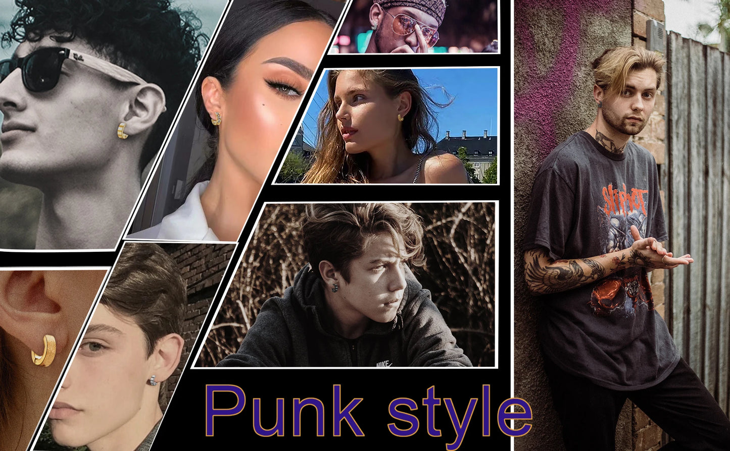 أقراط دائرية بمشبك - مجموعة من الفولاذ المقاوم للصدأ غير قابلة للثقب