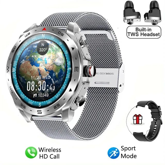 Smart Watch TWS 2-in-1 - Bluetooth Earphones HIFI GPS Heart Rate Bluetooth Call