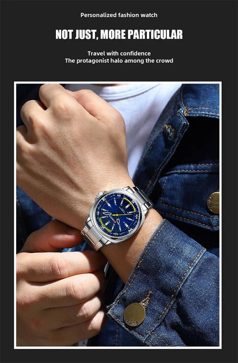 ساعة CURREN 8455 للرجال، كوارتز فضية أنيقة، مناسبة للأعمال والترفيه، باللون الأسود الفضي، مع شاشة عرض تناظرية، وحزام من الفولاذ المقاوم للصدأ للرجال