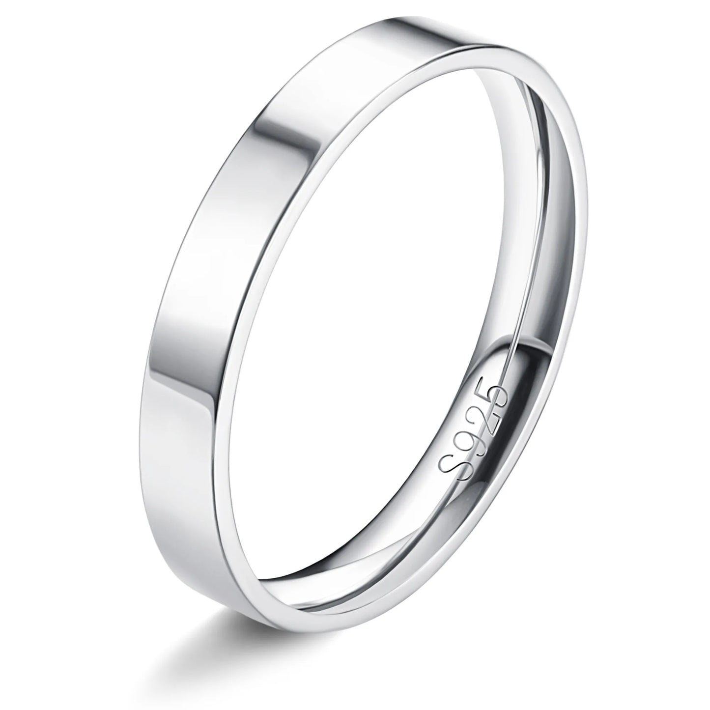 خواتم من الفضة الإسترلينية قابلة للتكديس - أشرطة رفيعة مطلية بالذهب الأبيض عيار 18 قيراطًا