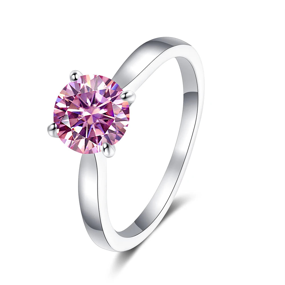 Colorful Moissanite Ring - 2ct 925 Silver with GRA Certificate