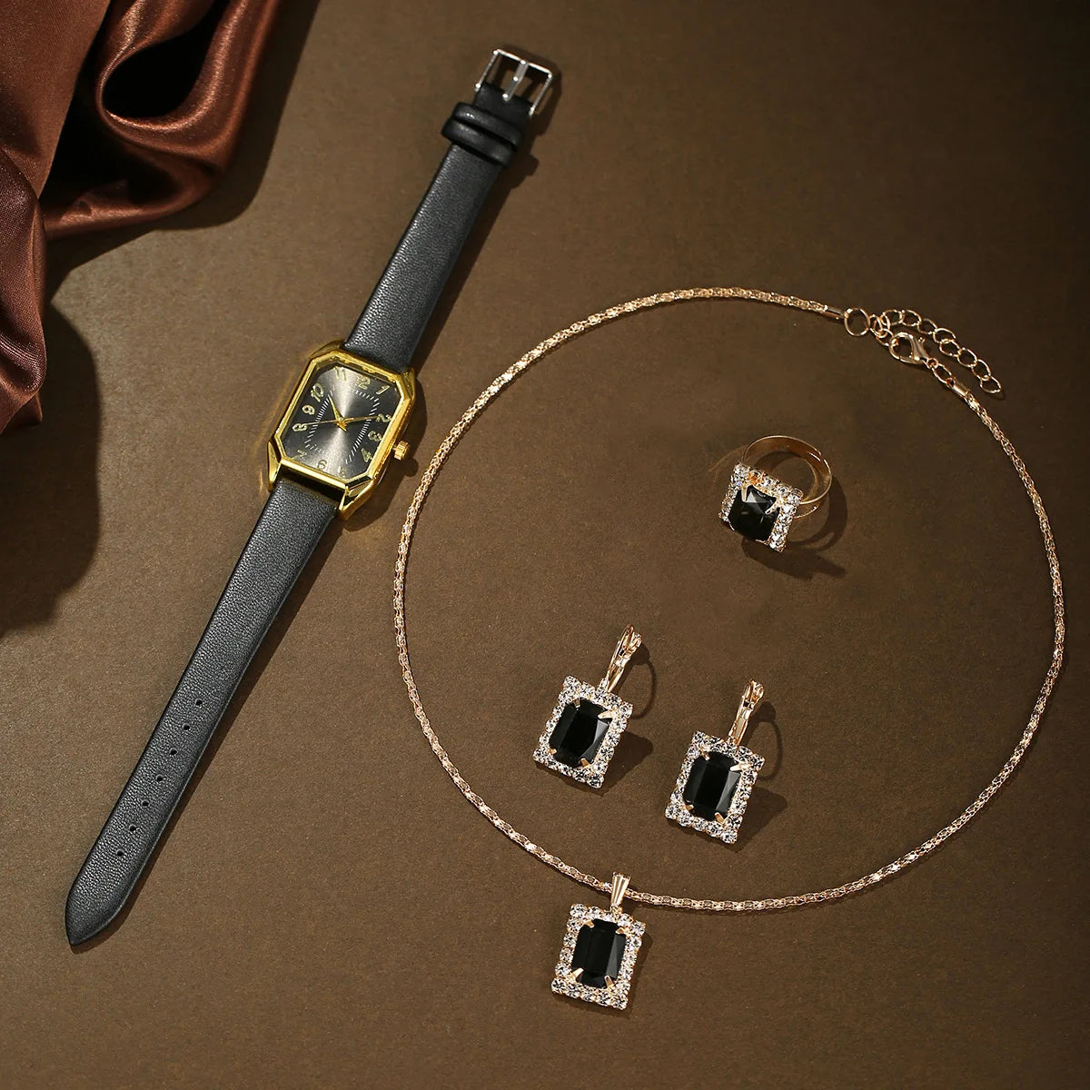 Women's Watch Set - 1/5/6pcs Luxury Square Quartz Watches