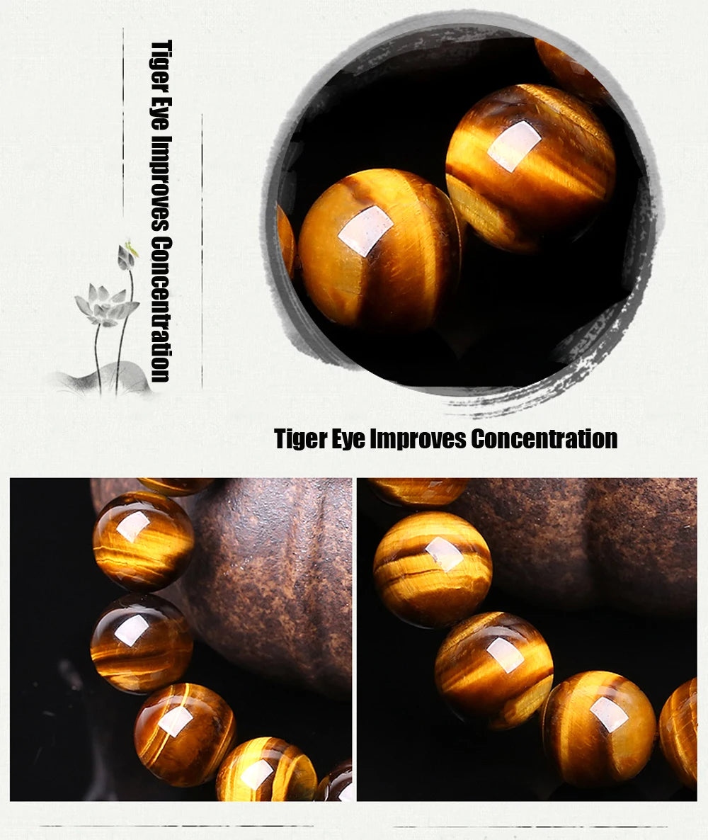 Bracelet en pierre œil de tigre naturelle - Bracelet jonc de perles de qualité 5A