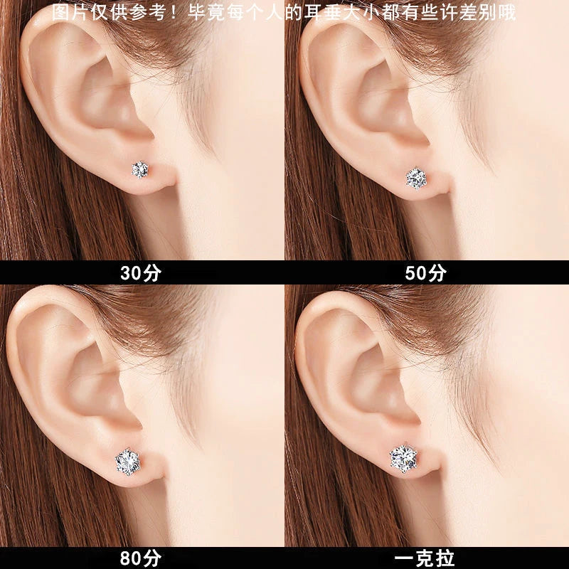 أقراط مرصعة بحجر الموزانيت - أقراط زفاف من الفضة عيار 925 مطلية بعيار 18 قيراطًا