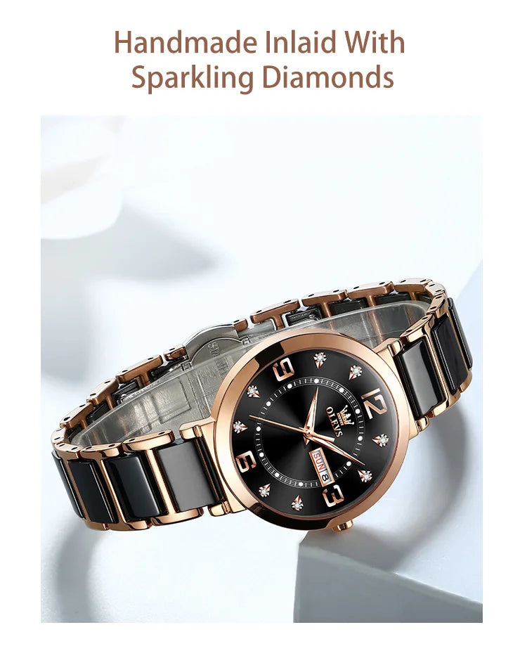 ساعة OLEVS النسائية - ساعة كوارتز فاخرة مقاومة للماء