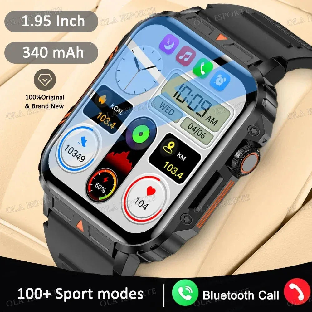 Military Smart Watch 2025 - Health Monitor Bluetooth Call IP68 Waterproof Fitness