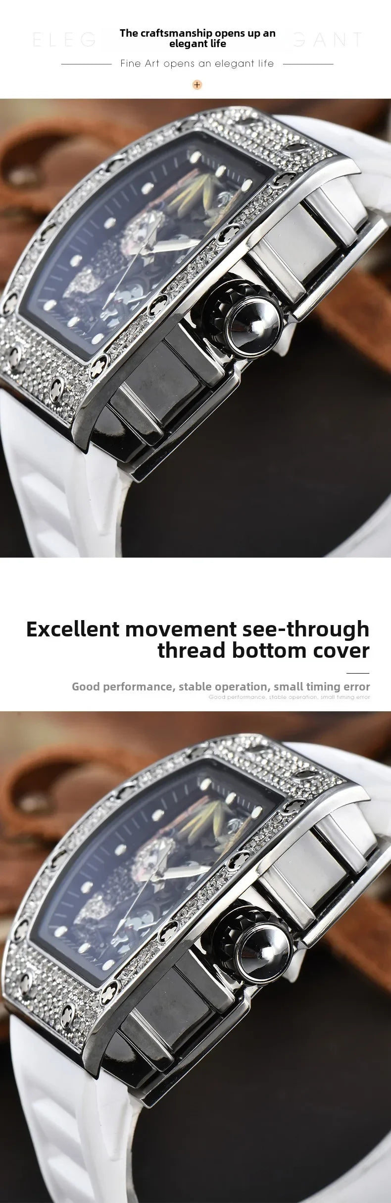 ساعة كوارتز ماسية - ساعة رياضية باندا بامبو مجوفة