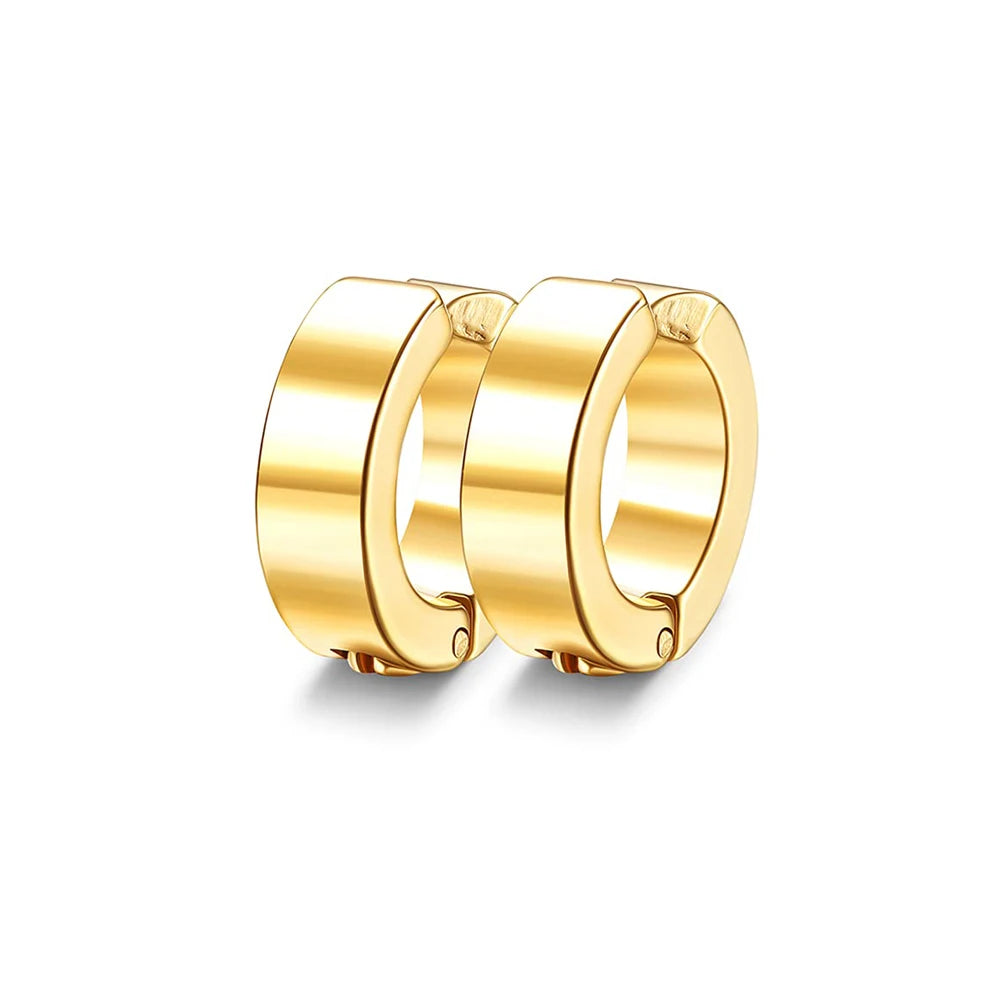 أقراط دائرية بمشبك - مجموعة من الفولاذ المقاوم للصدأ غير قابلة للثقب