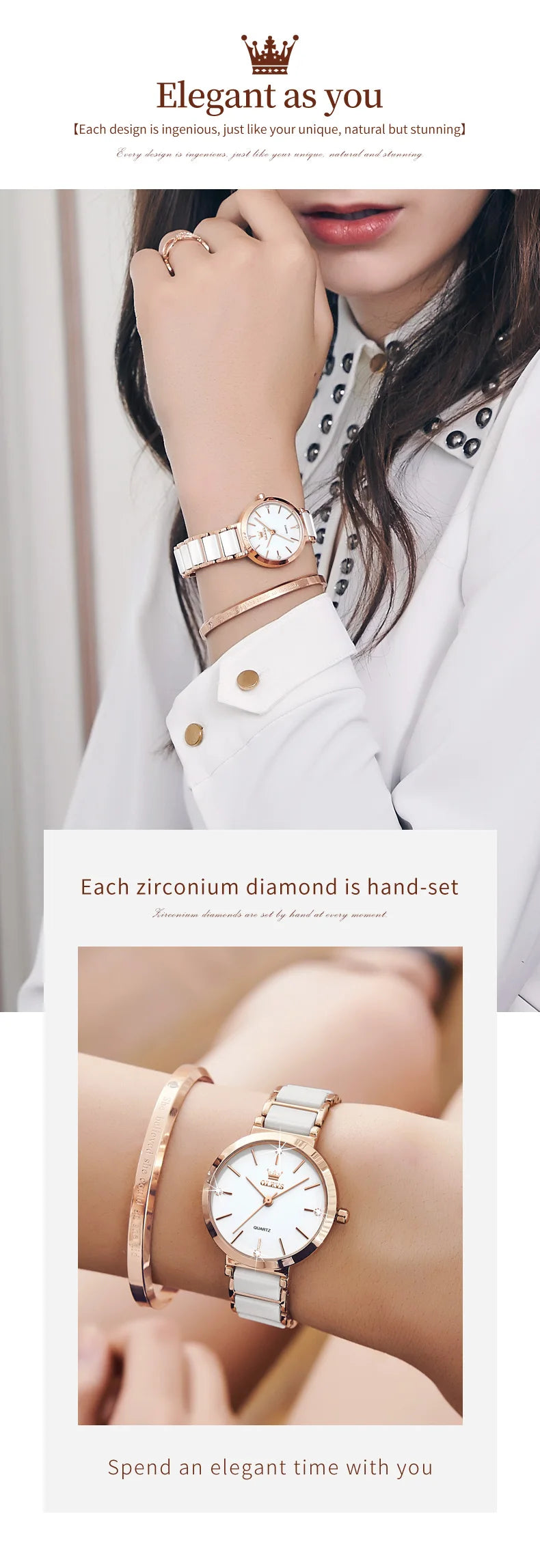 ساعة OLEVS النسائية - ساعة كوارتز فاخرة مقاومة للماء