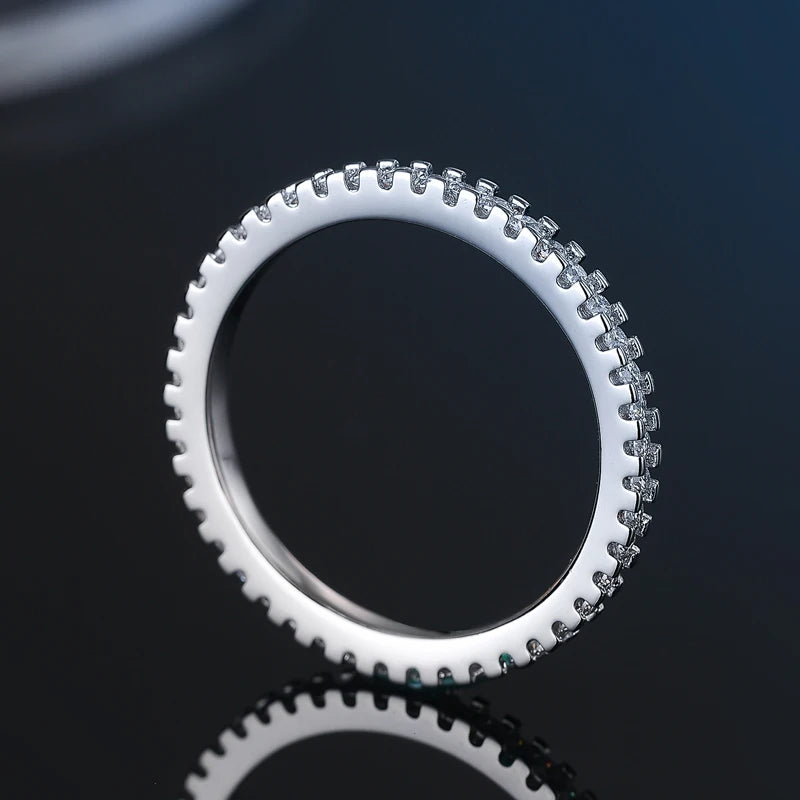 Alliance en moissanite - Bague assortie en argent 925 et diamants