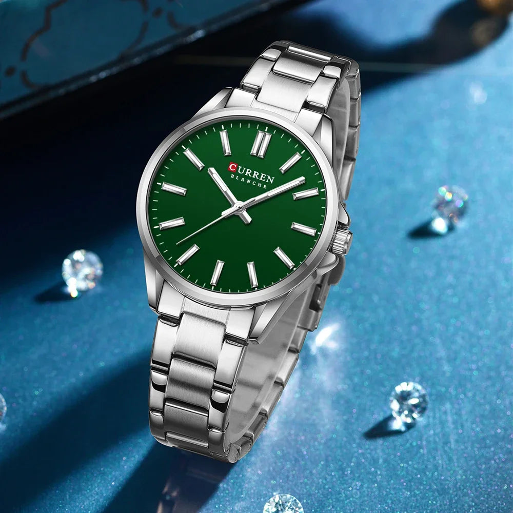 Montre femme CURREN - Montre à quartz à cadran rond en acier inoxydable