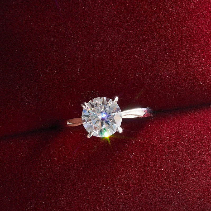 Colorful Moissanite Ring - 2ct 925 Silver with GRA Certificate