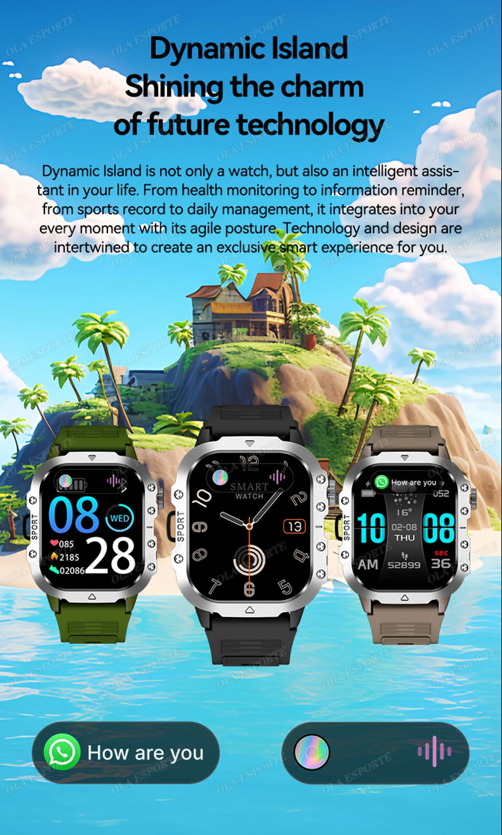 Outdoor Sports Smart Watch - 2.01" HD Screen LED Flashlight GPS Tracker