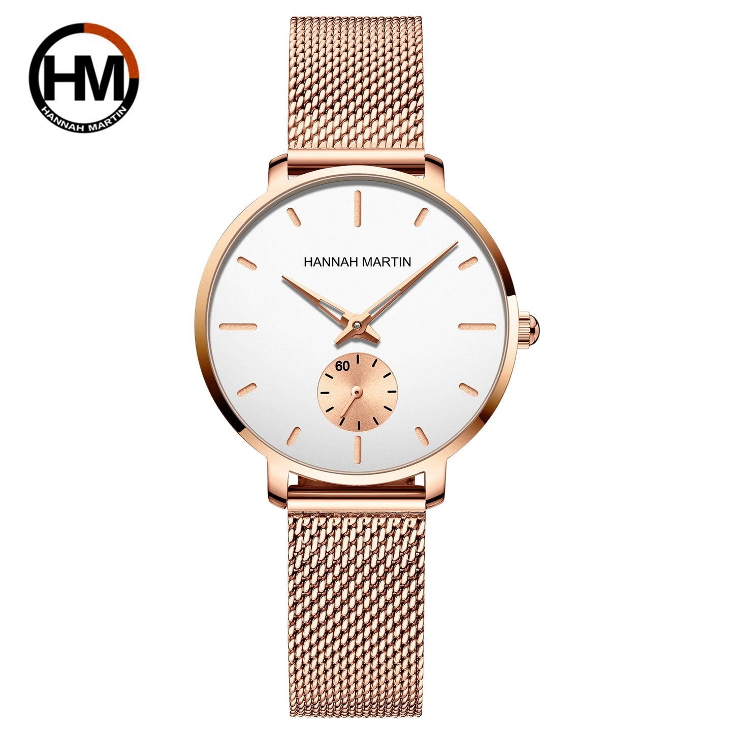Montre femme Hannah Martin 2025 - Montre habillée en acier inoxydable et maille