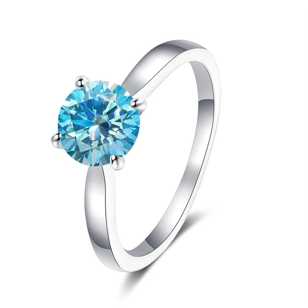 Colorful Moissanite Ring - 2ct 925 Silver with GRA Certificate