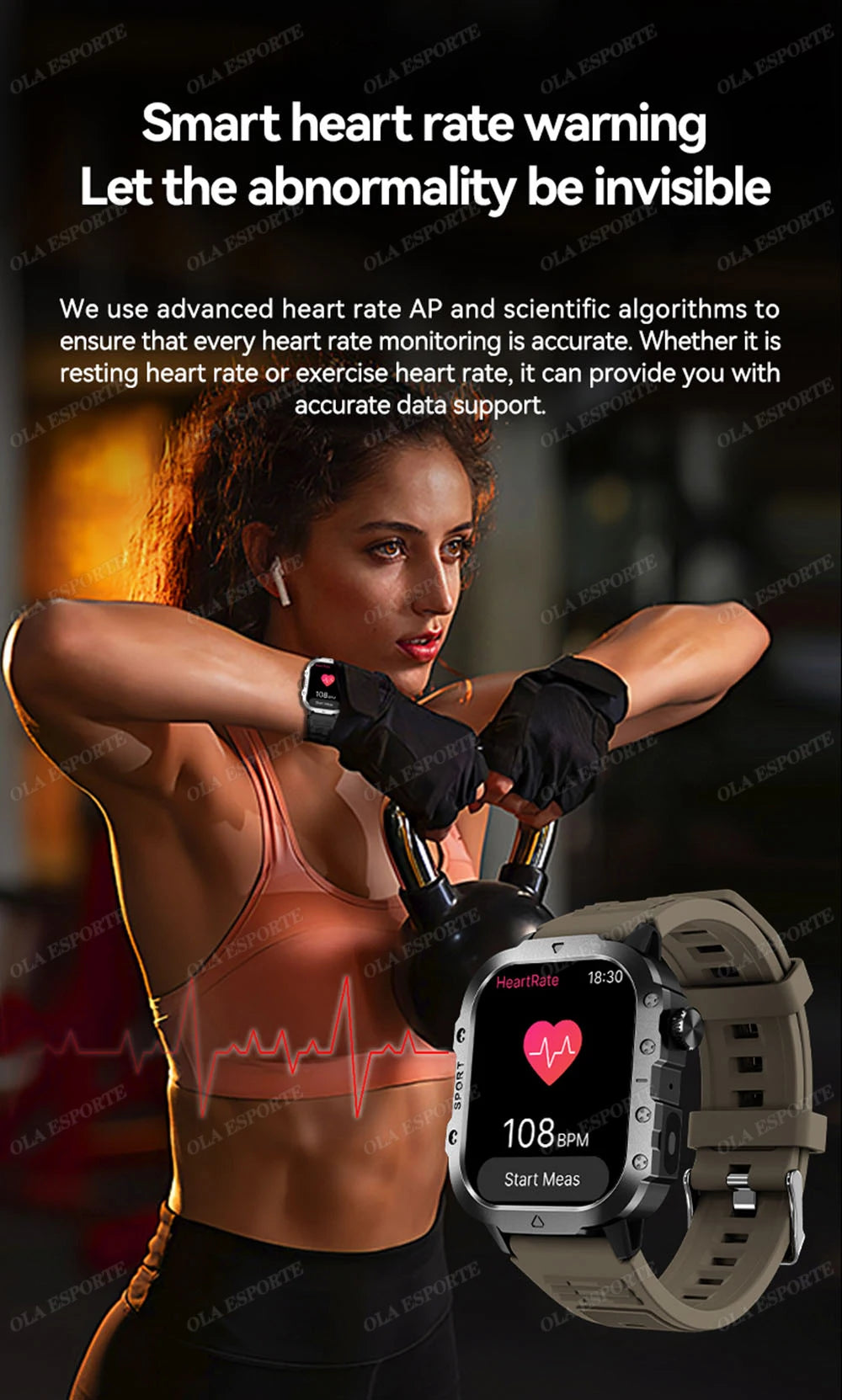 Outdoor Sports Smart Watch - 2.01" HD Screen LED Flashlight GPS Tracker