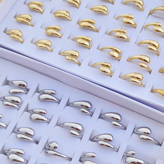 Ensemble de bagues squelettes - 10/30/50 pièces Bagues dorées minimalistes