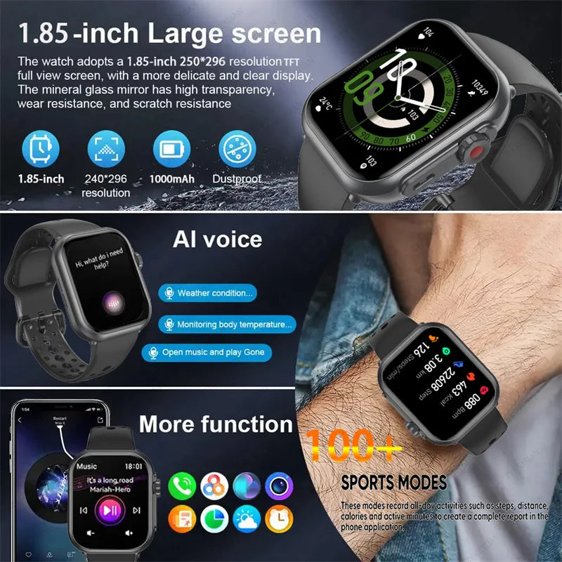 Watch Ultra 2 - 1000mAh 1.85" HD Full Touch Screen IP68 Bluetooth Call
