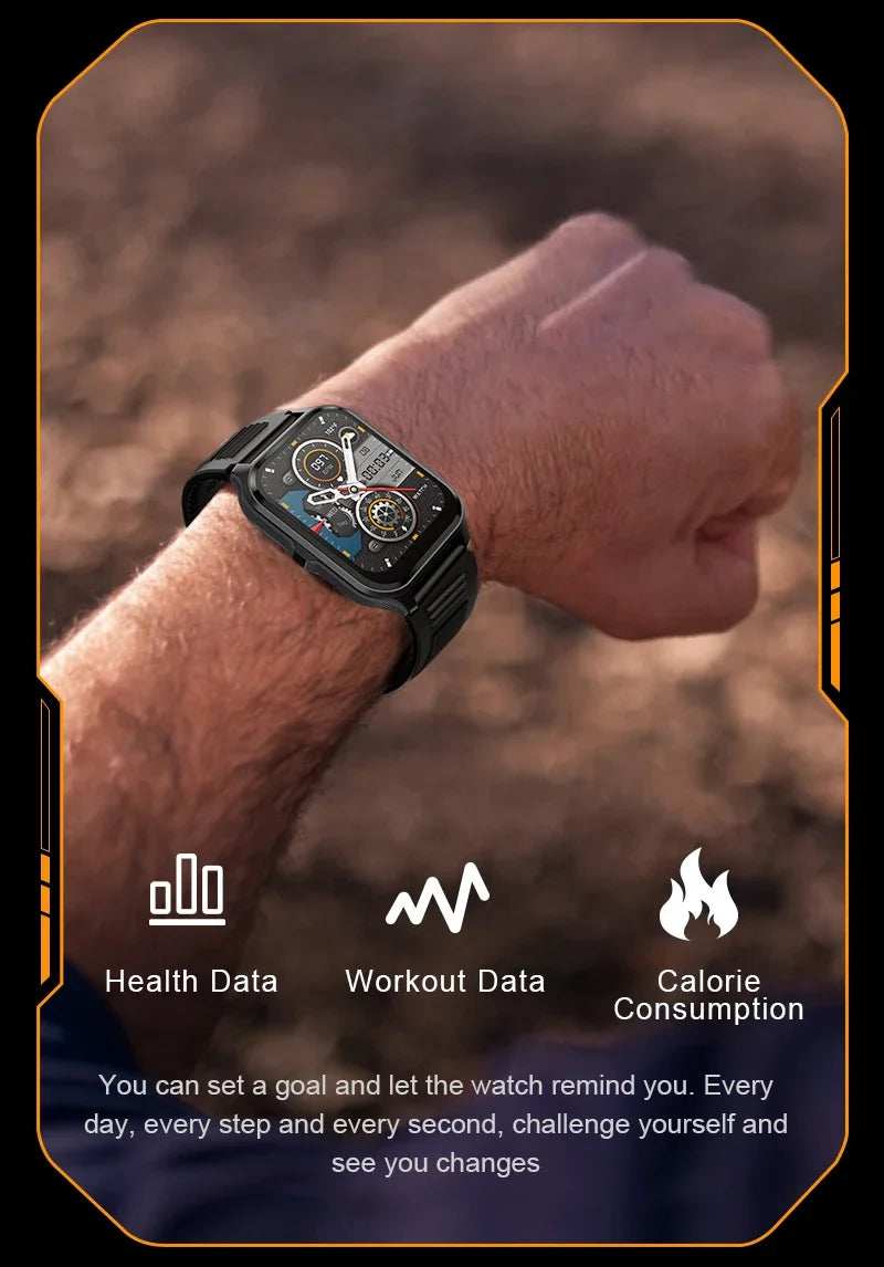 Montre connectée EIGIIS P73 - Étanche 3 ATM, suivi d'activité, fréquence cardiaque, appels Bluetooth militaires