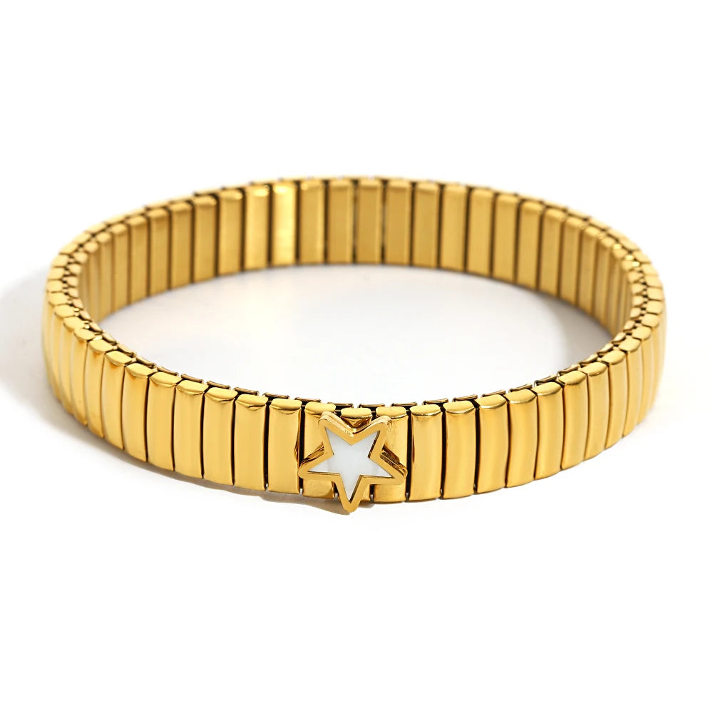 سوار مرن على شكل حلقة حب - سوار من الفولاذ المقاوم للصدأ بنمط نجمة