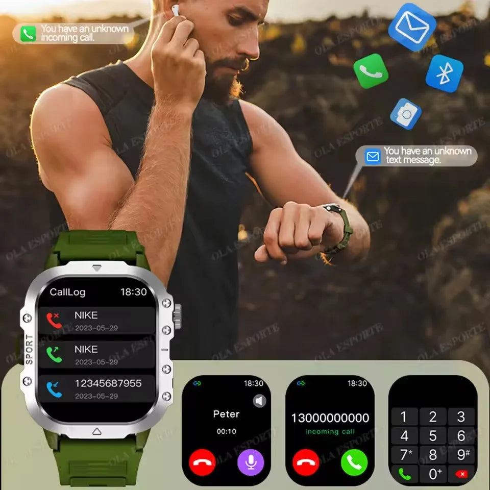 Outdoor Sports Smart Watch - 2.01" HD Screen LED Flashlight GPS Tracker