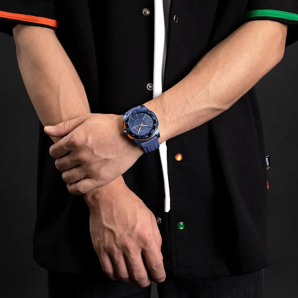 Montre de luxe pour homme NAVIFORCE, mouvement à quartz, bracelet en silicone, étanche à 50 m, aiguilles lumineuses, mouvement japonais, montre-bracelet sport pour homme