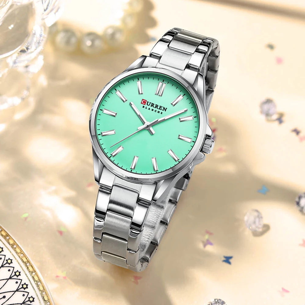 Montre femme CURREN - Montre à quartz à cadran rond en acier inoxydable