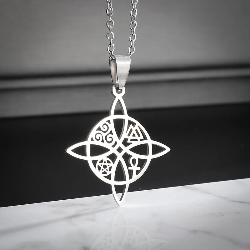 Celtic Trinity Knot Necklace - Irish Red Zircon Stainless Steel Pendant