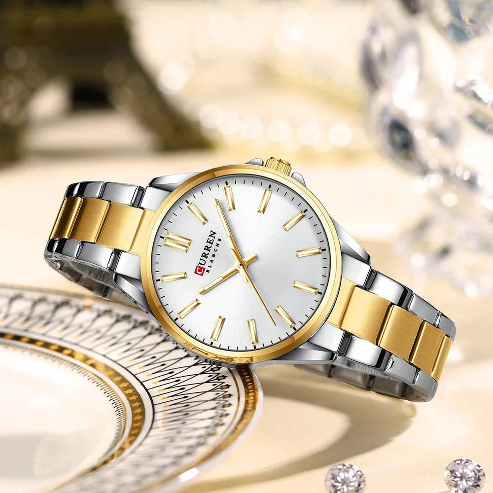 Montre femme CURREN - Montre à quartz à cadran rond en acier inoxydable