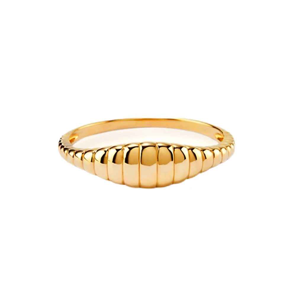 Bamboo Stackable Rings - Minimalist Gold Stainless Steel Set