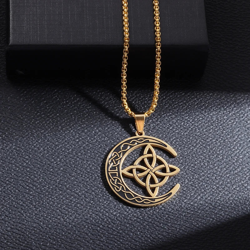 Celtic Trinity Knot Necklace - Irish Red Zircon Stainless Steel Pendant