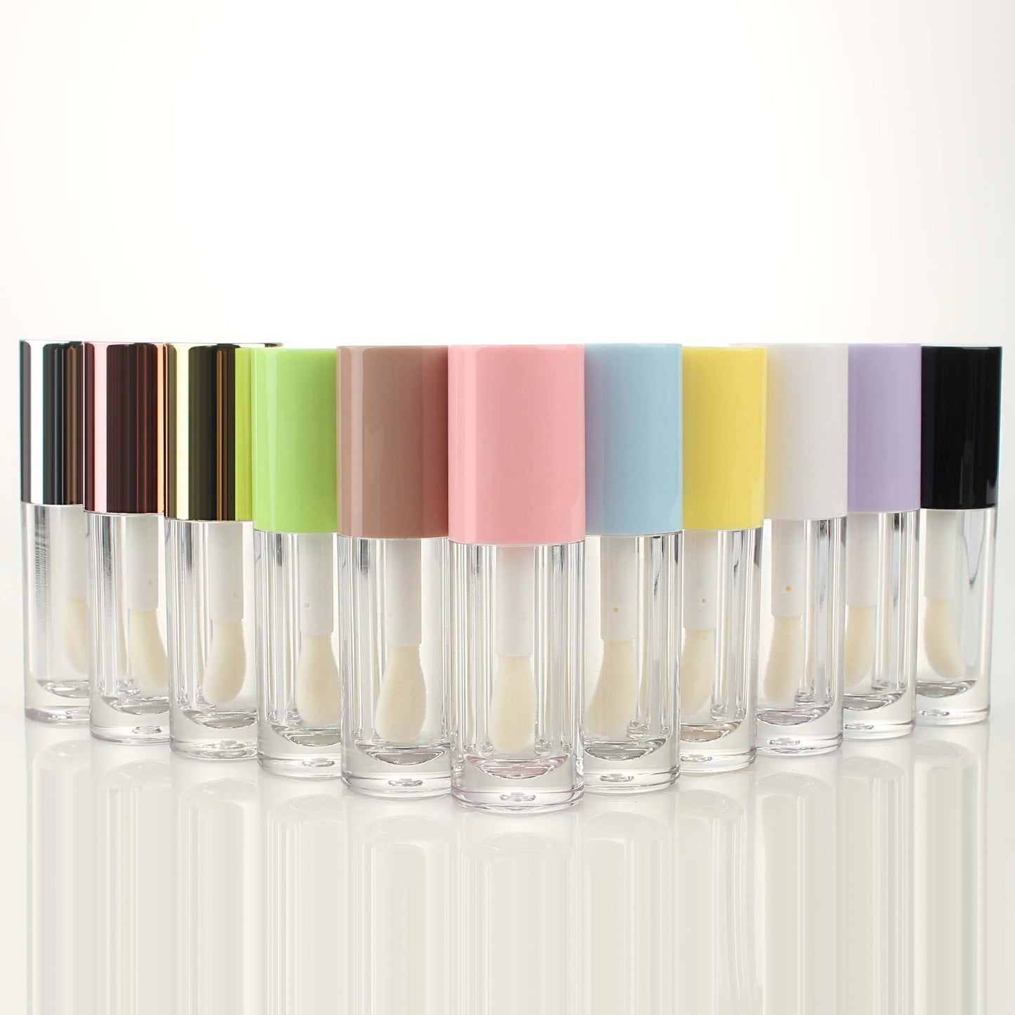 أنابيب ملمع شفاه فارغة - 10 عبوات مستديرة سعة 6 مل مع فرشاة