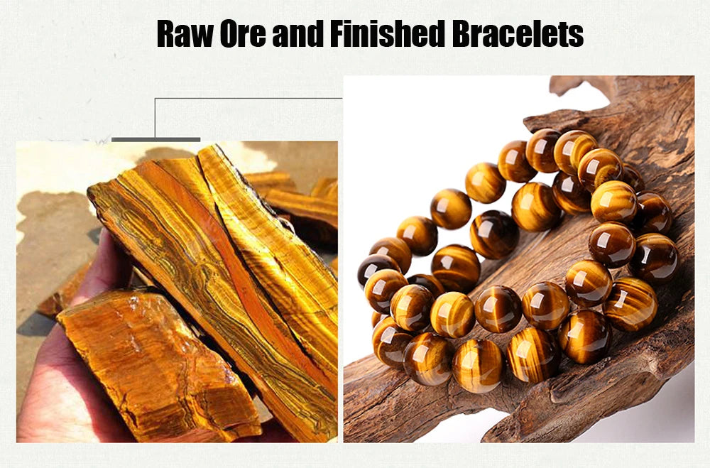 Bracelet en pierre œil de tigre naturelle - Bracelet jonc de perles de qualité 5A