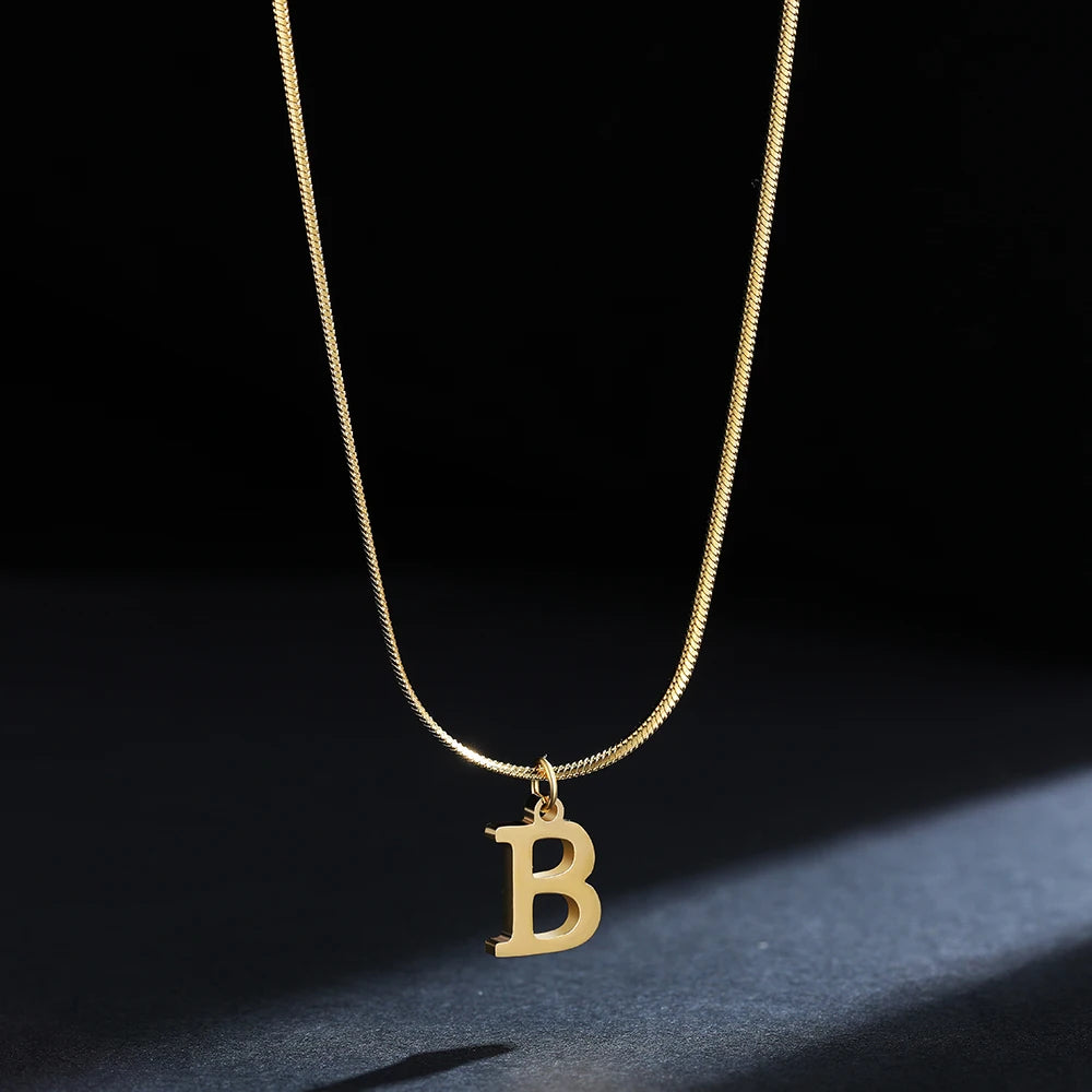 Collier alphabet doré - Initiale AZ - Chaîne serpent en acier inoxydable