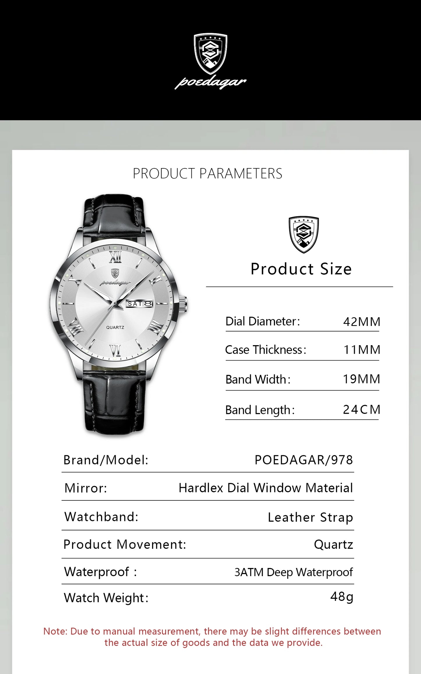 ساعة يد رجالية كلاسيكية فاخرة من POEDAGAR، ساعة رجال أعمال جلدية مقاومة للماء ومضيئة، ساعات كوارتز أنيقة للرجال