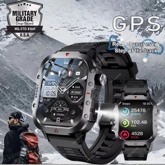 Outdoor Sports Smart Watch - 2.01" HD Screen LED Flashlight GPS Tracker
