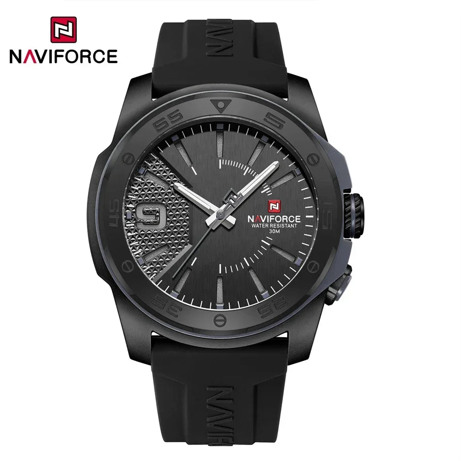 Montre de luxe pour homme NAVIFORCE, mouvement à quartz, bracelet en silicone, étanche à 50 m, aiguilles lumineuses, mouvement japonais, montre-bracelet sport pour homme